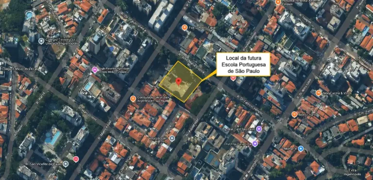 planta de localização da futura Escola Portuguesa de São Paulo