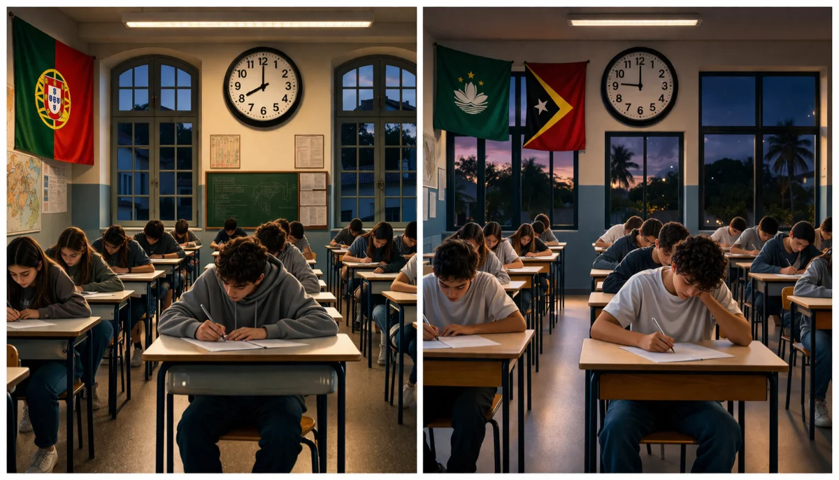 Imagem de alunos a realizarem exames